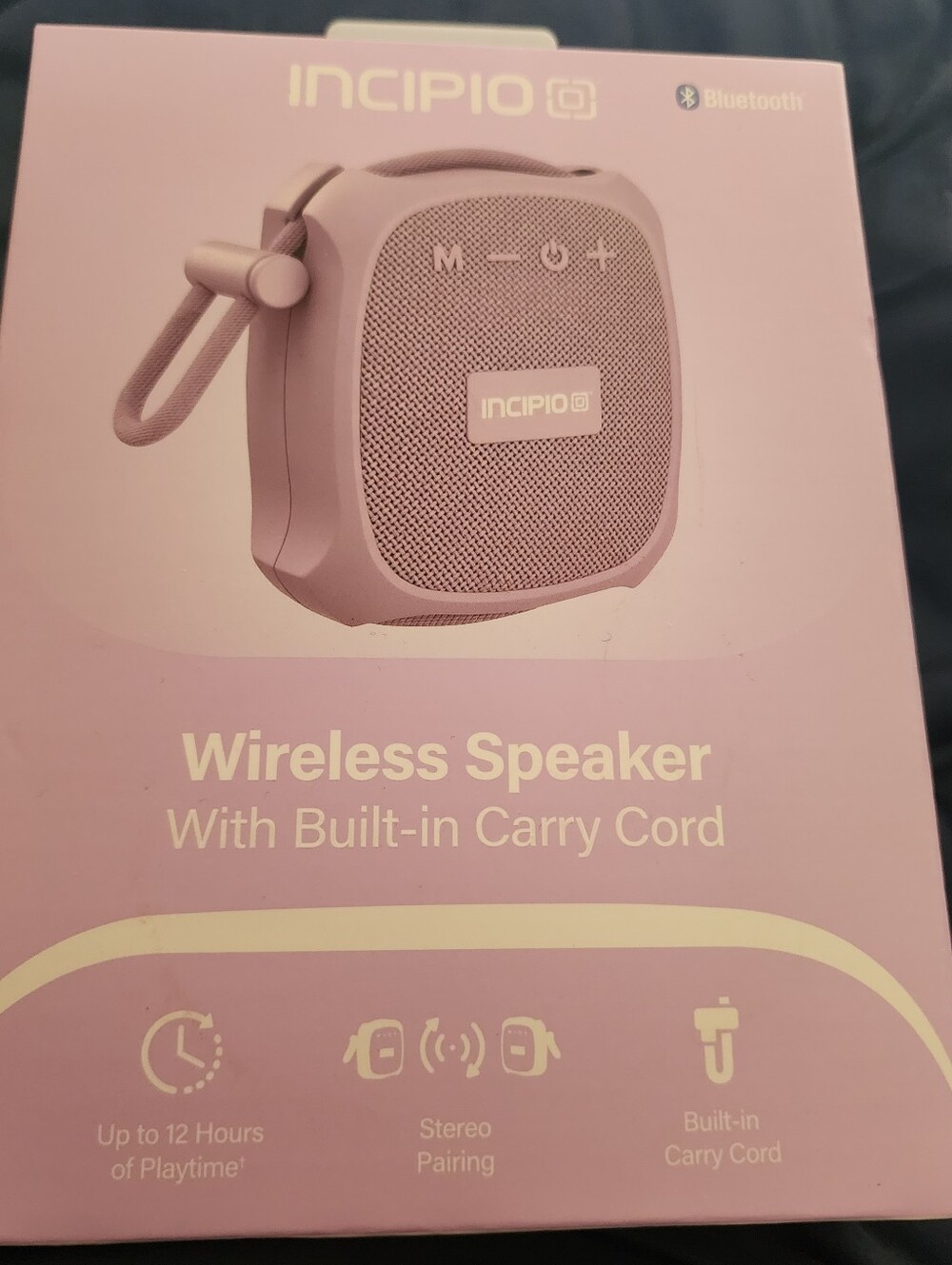 Incipio Pink Wireless Bluetooth Portable Speaker with Carry Cord.